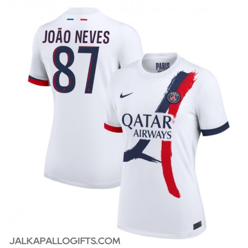 Paris Saint-Germain Joao Neves #87 Vieraspaita Naiset 2024-25 Lyhythihainen